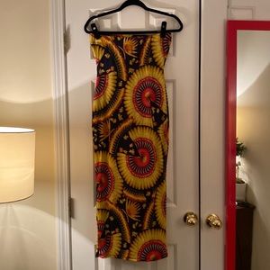 Strapless Multi-Print Dress